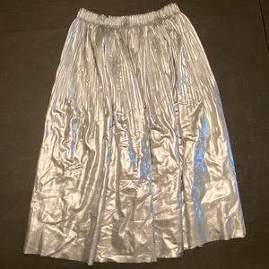 ZARA Girls Metallic Silver Pleated Skirt